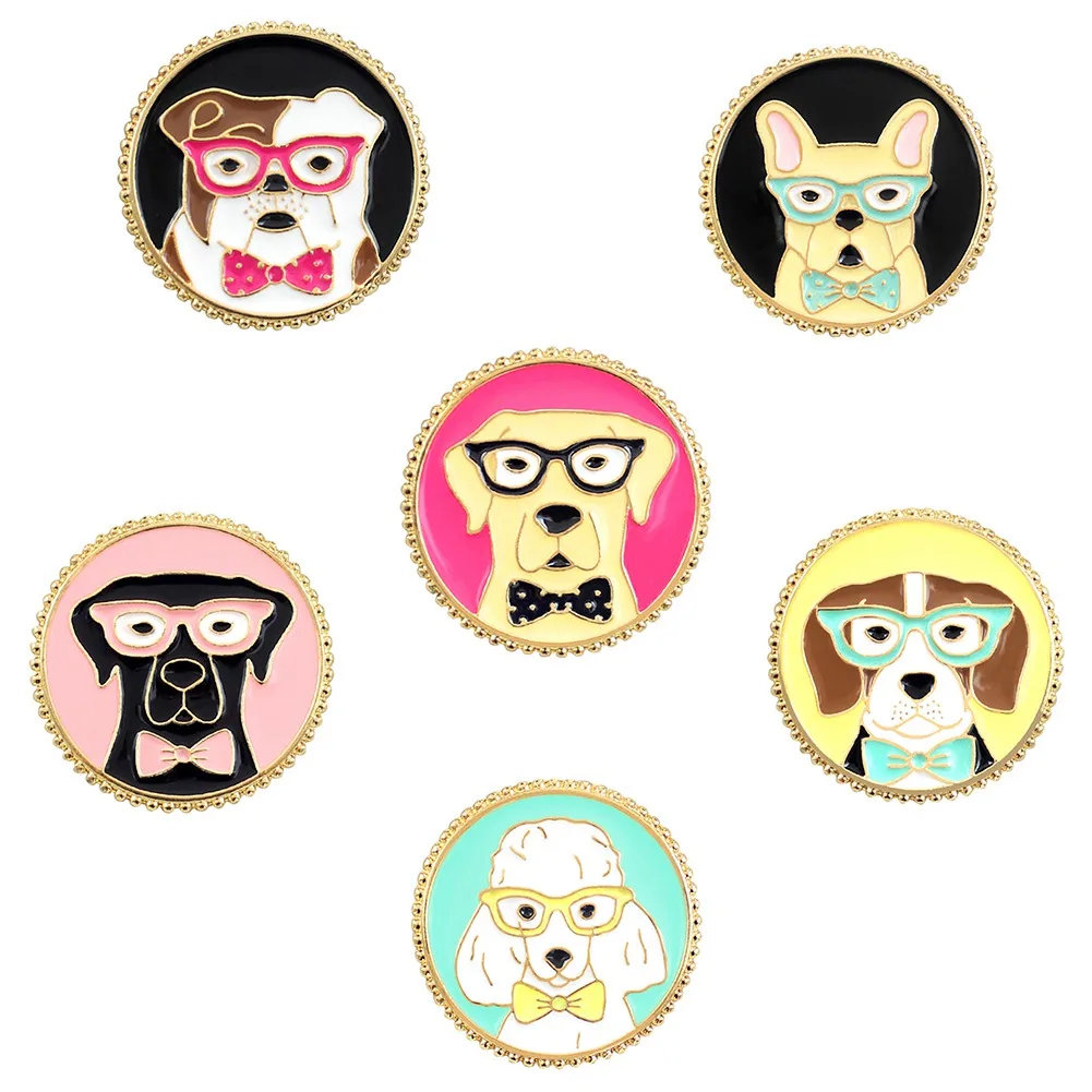 

Creative Round Animal Badge Brooch Dog Mr. Ms. Gentleman Lady Cute Retro Enamel Pin Shirt Backpack Accessories Friends kid Gifts