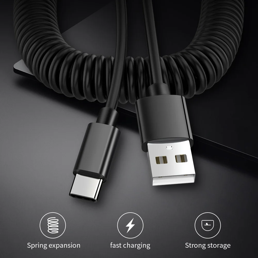  Versenkbare Frühjahr Typ C micro USB Ladekabel Für iPhone 7 Plus IOS 9 10 11 Daten Sync USB Ladeger