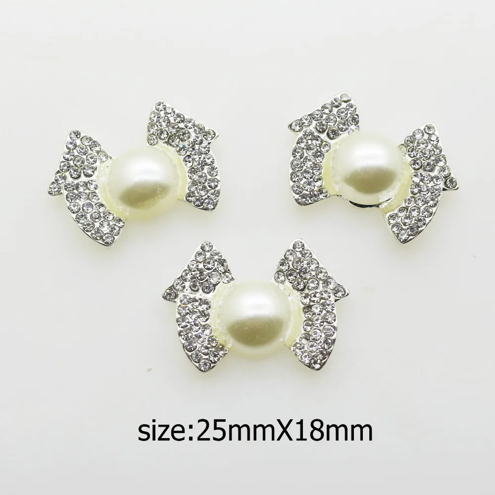 

New metal buttons 5pc ,25mmX18mm pearl butterfly Diamond button, Wedding hair bow Flower Center DIY accessories Handmade Works.