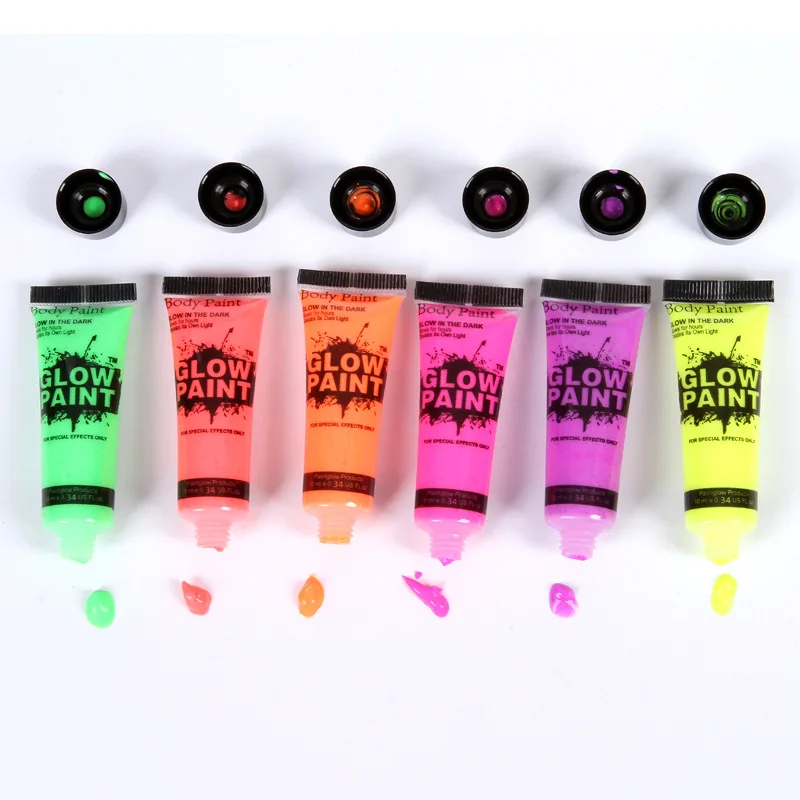 6 Colors Acrylic Paint Glow in the Dark gold Glowing paint Luminous Pigment Fluorescent Powder painting for Nail Art supplies