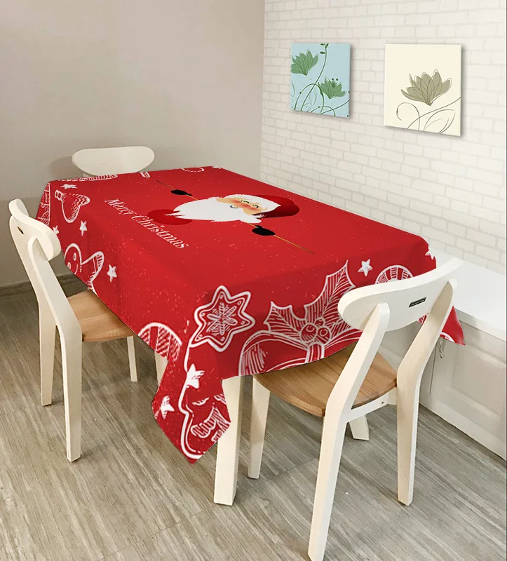 

New Year Christmas 3D Tablecloth Kitchen Dining Table Decorations Home Rectangular Party Table Covers Christmas Ornaments