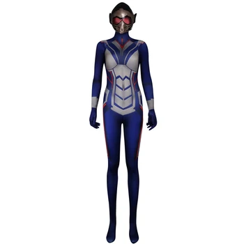 

New Women Ant-Man And The Wasp Cosplay Costume Halloween Carnival Wasp Costume For Women Jumpsuit and mask