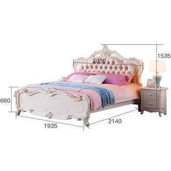 

French New Design Wooden Bedroom Furniture Set King Size Bed
