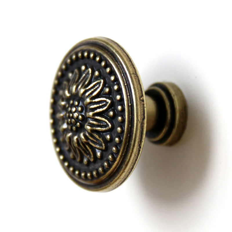 Single Hole Antique Bronze Round Knobs Zinc alloy Kitchen