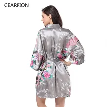 CEARPION, сексуальный халат, платье с цветочным принтом, пижама с павлином, женская одежда для сна, атласное кимоно, домашняя одежда, неглиже размера плюс S-3XL