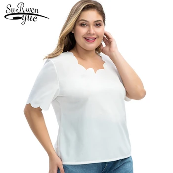 

6XL plus size blouse women blusas mujer de moda2019 ladies tops white blouse camisas mujer womens blouses and tops shirt 5076 50