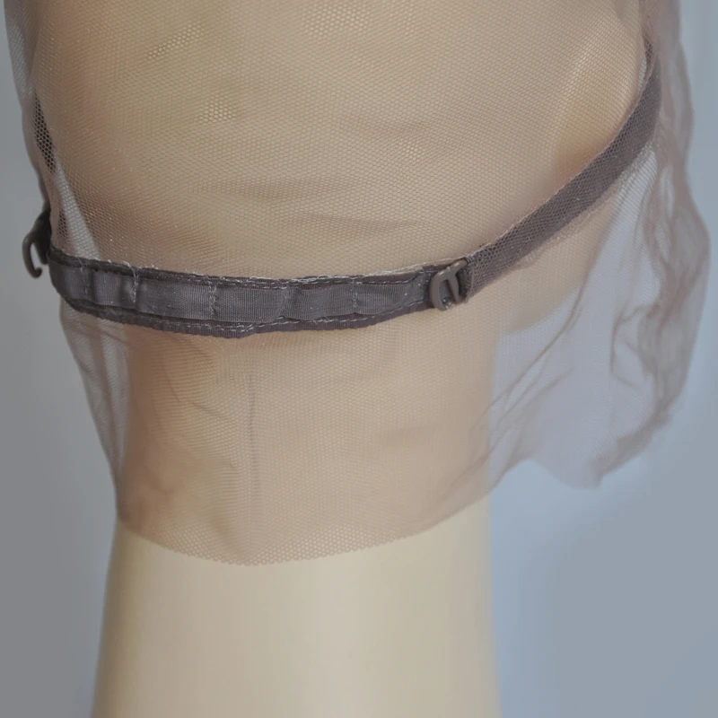 Brown/Beige Full Lace Wig Cap For Making Wig With Adjustable Stretch Straps And Guide Line Customizing Wigs Swiss Lace Cap
