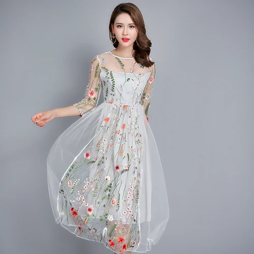 Fitaylor 2018 Fashion Embroidery Floral Plus Size Women Dress For Summer Casual Long Dress Vintage Evening Party Dresses Mujer Fitaylor 2018 Fashion Embroidery Floral Plus Size Women Dress For Summer Casual Long Dress Vintage Evening Party Dresses Mujer