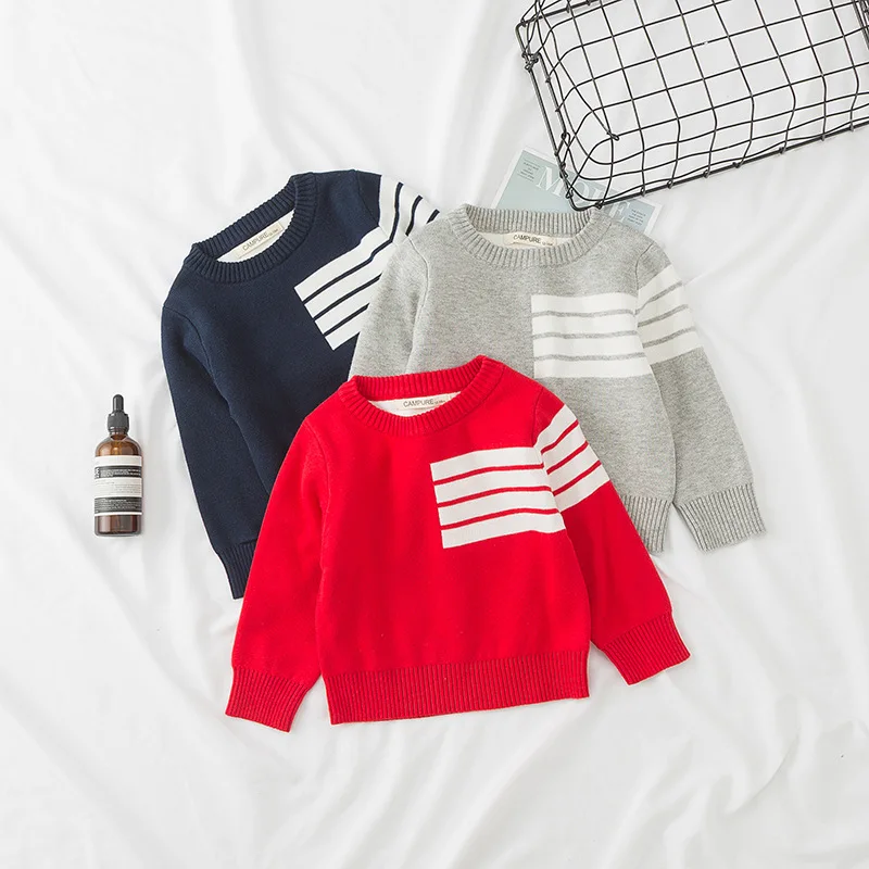 

Brand Baby Boy Clothes Long-Sleeve Thicken Boys Sweater Kids Sweater O-Neck Wool Knitwear Pullover Toddler Girls Sweater