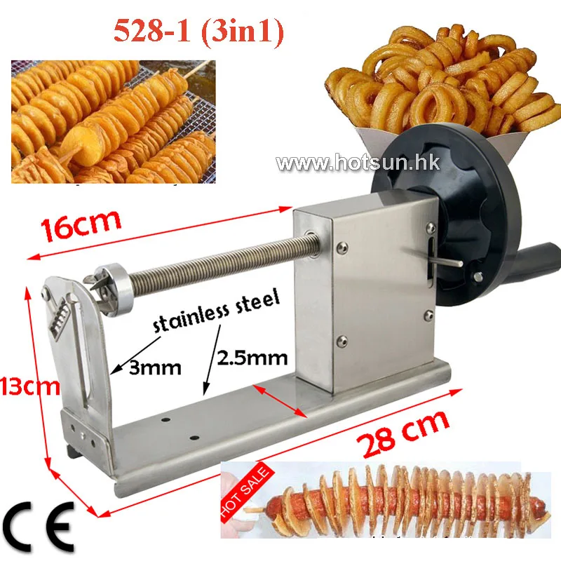 

Free Shipping Commercial Manual Spiral Potato Chips Curly Fries Twist Hot Dog Cutter Slicer