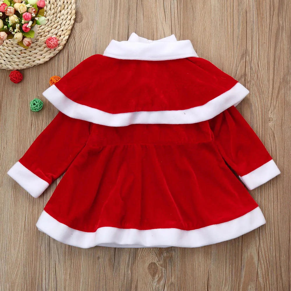 Рождественская Одежда для маленьких девочек, костюм, нарядное платье+ накидка+ шапка, RE30