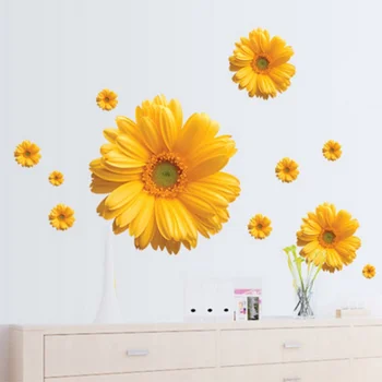 

Flowers DIY Wall Sticker Decor Decorative Combination Chrysanthemum Daisy Home Bedroom Wall Decal AB
