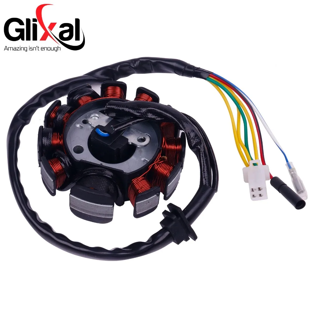 Glixal GY6 125cc 150cc 11 катушка Магнето генератор статора для китайского скутера мопеда ATV картинг Quads 152QMI 157QMJ двигатель(4+ 2