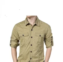 Men Outdoor Shirts Long sleeve Breathable M 4XL Large size 100 Cotton Shirts Sports Cago Camping