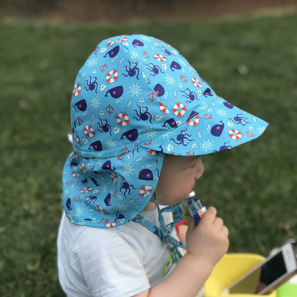 Летняя Детская шляпа от солнца, Детская уличная Защита от УФ Пляжные кепки, Детские аксессуары для младенцев, детские шапки