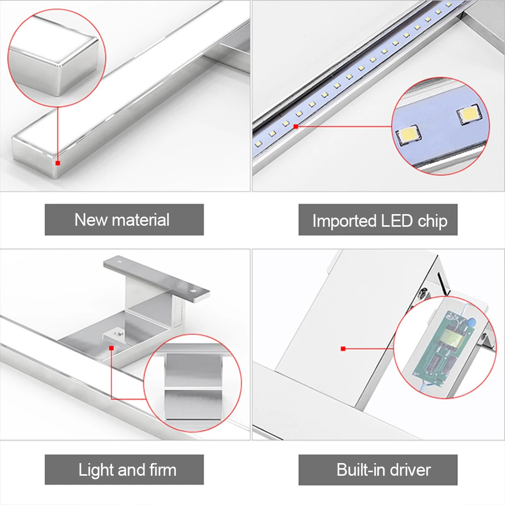 AC110-240V LED Зеркало Передний Свет 5W 8W Современный Водонепроницаемый анти-туман Зеркало Ванной Лампы 2835 32 / 48LED Простой Настенный светильник Кабинета