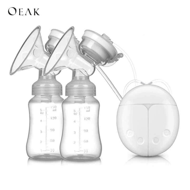 Oeak, двойные молокоотсосы, мощный всасывающий USB Электрический молокоотсос с детской бутылочкой для молока, холодная грелка, Nippl
