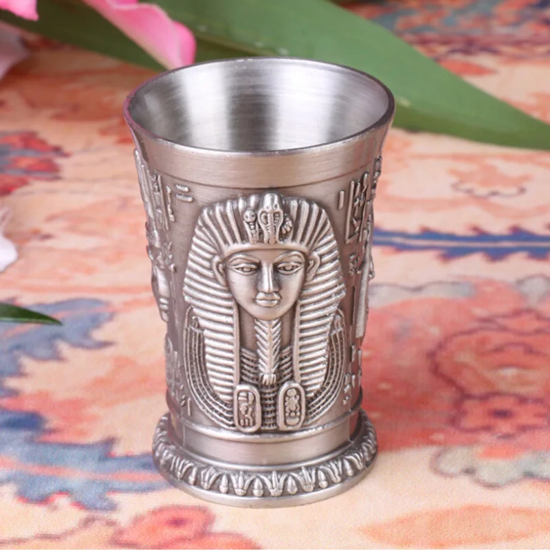 

Whiskey Mug Metal Art Craft Ancient Egypt Wine Cup Creative Drinkware Vintage Home Decoration Ornaments Gift