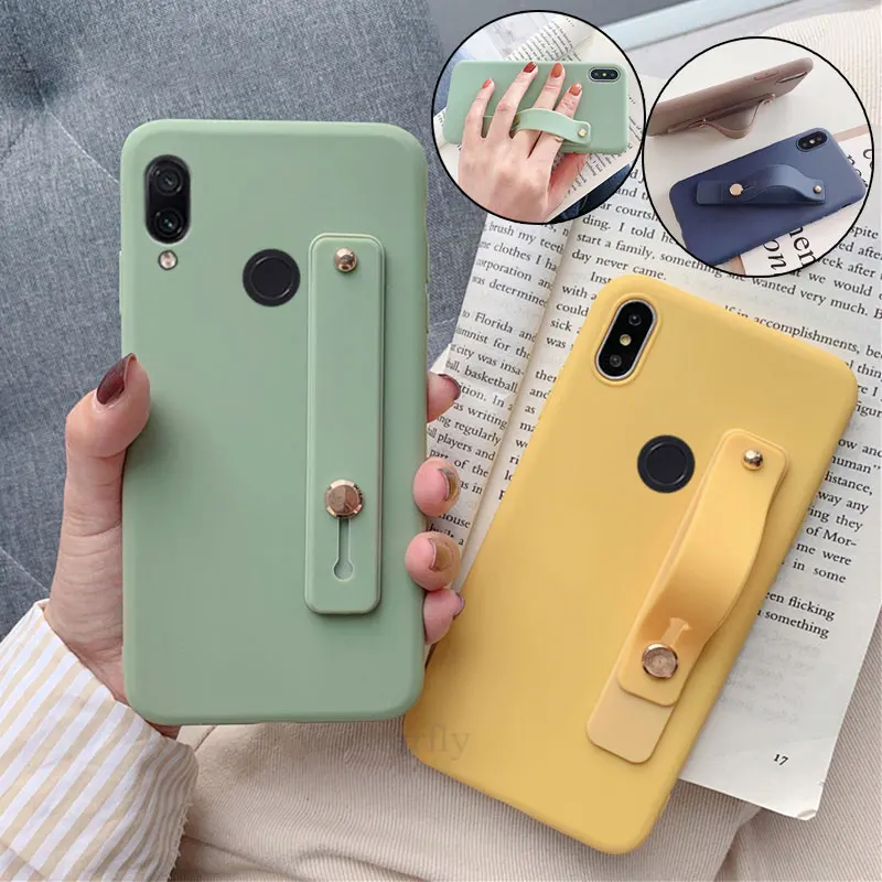 

Hand Band silicone case for xiaomi redmi note 7 candy color case on redmi 7 7a note 7 wrist band phone holder stand soft cover
