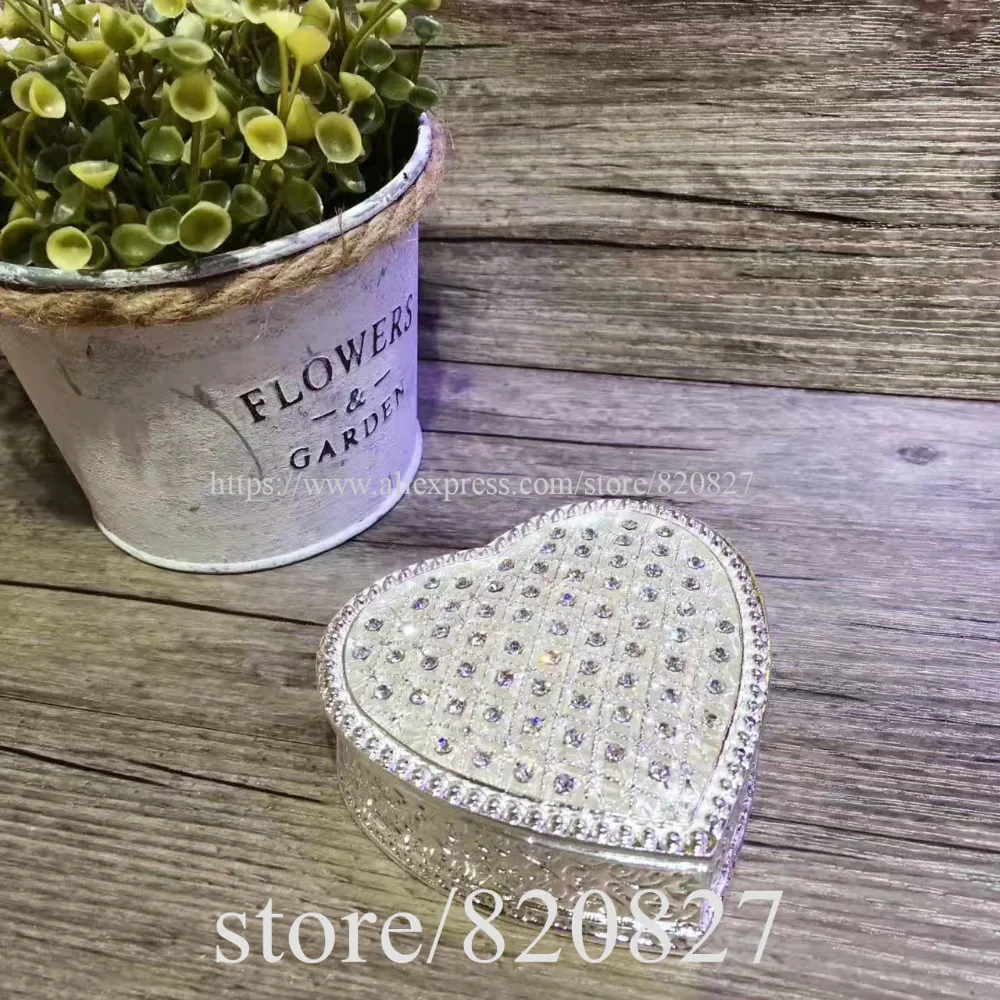 Винтаж сердце Форма горный хрусталь с эмалью шкатулка, шкатулка Best giftsbox для ювелирных изделий упаковка Дисплей