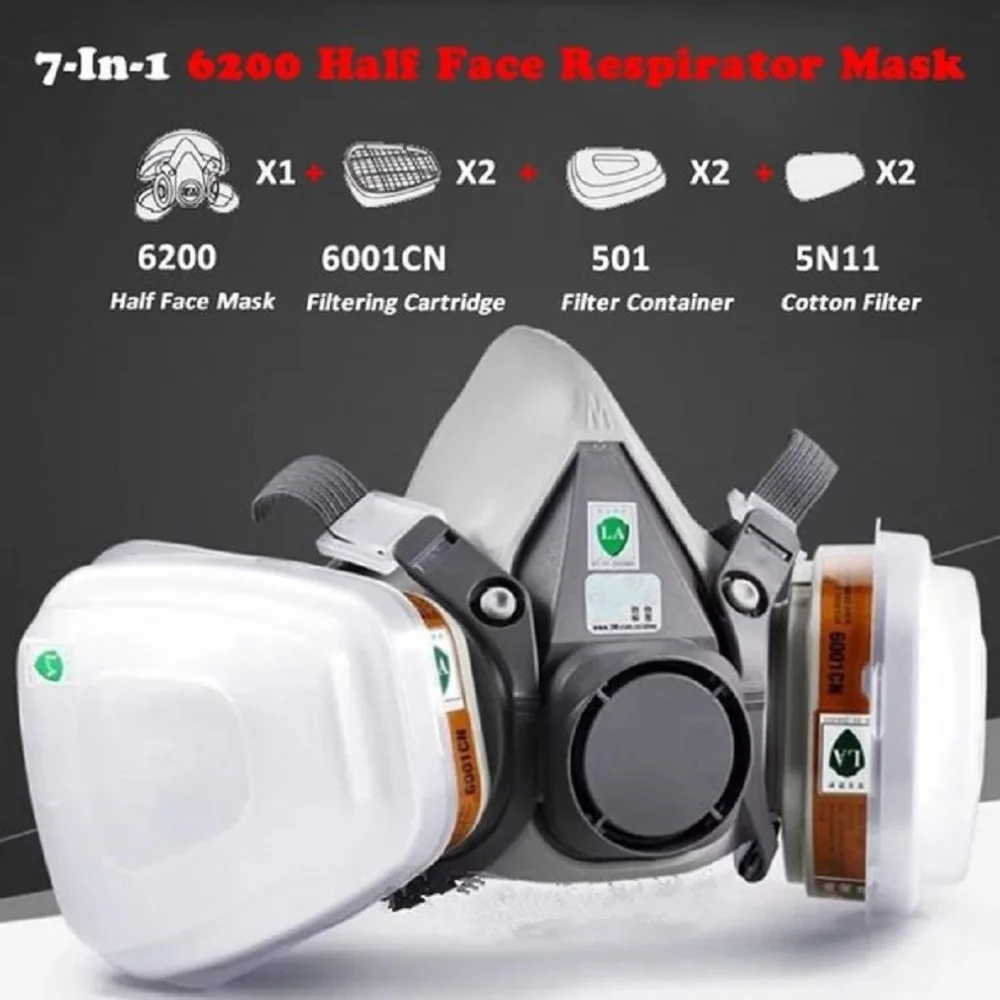 

6200P Professional Half Face Mask Gas Respirator Filter For Painting Spraying Work Safety Masks Prevent Organic Vapor Gas New