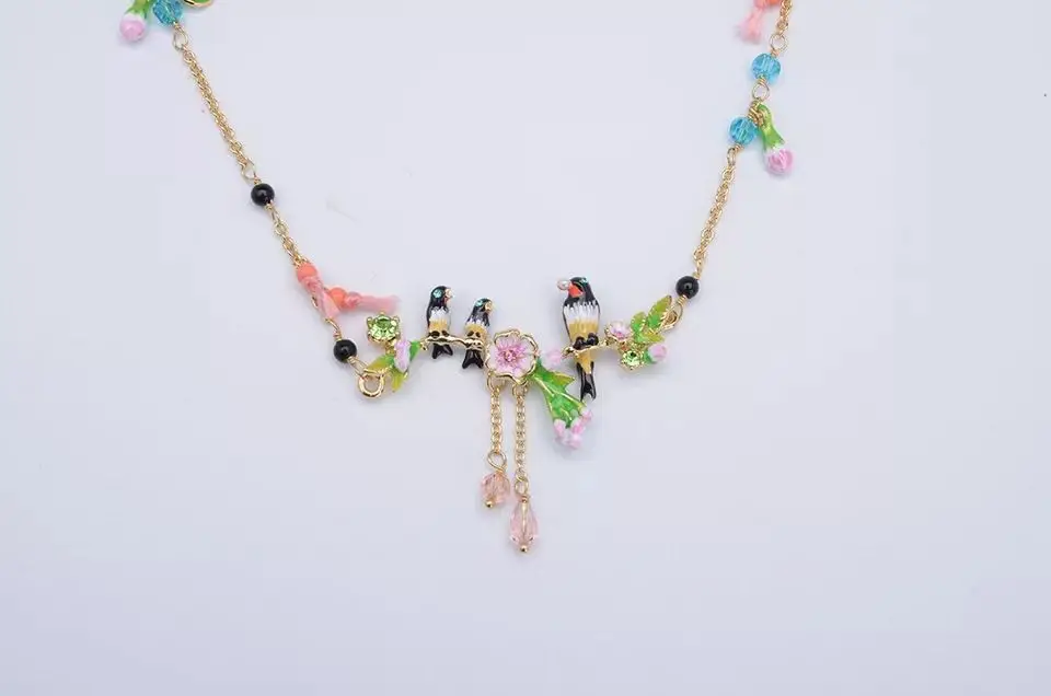 Amybaby дизайнерское эмалированное глазурное кольцо с розовым камнем и кристаллами цветущая вишня Птица Ювелирные изделия для вечерние