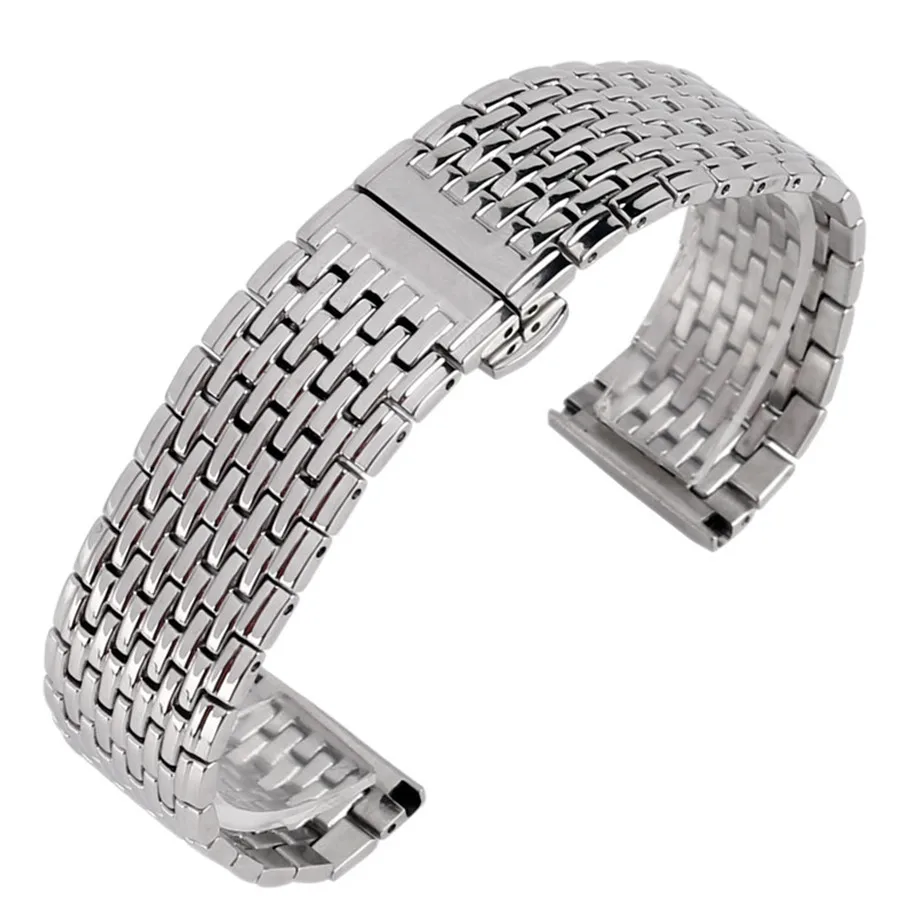 20mm Silver Top Quality Stainless Steel Watch Mesh Bracelet With Double