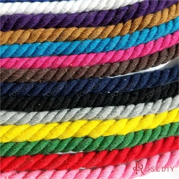

Wholesale Diameter about 8mm Colorful 100% Cotton Three Strands Twisted Cords Rope Diy Findings Accessories 5 Meter(CA1004)