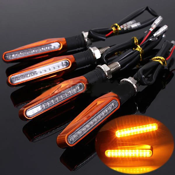 For kawasaki w800/se z750s ZX-6 ZX9R zxr 400 versys 650 ccMotorcycle Universal 12 LED Turn Signal Light Indicators Amber Light