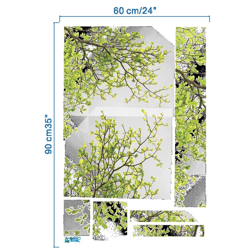 60X90 см ветка дерева зеленые листья стены стикеры ПВХ клей завод стекло окна стикеры 2017ing - Цвет: Зеленый
