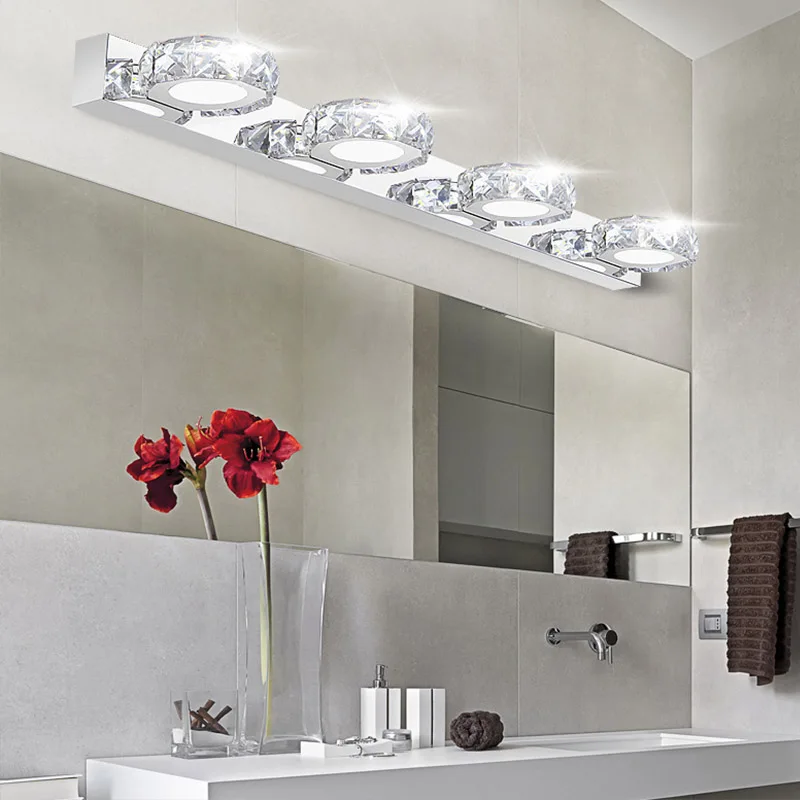 

Modern K9 Crystal LED Bathroom Make-up Mirror Light Cool White Wall Sconces Lamp 90-260v stainless steel cabinet vanity lighting