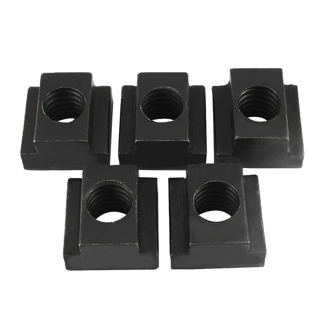 5pcs 1/2 inch Steel T Slot Nut Black Oxide Plated Grade 8.8 Tapped