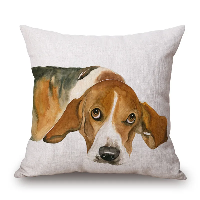 Ручная роспись подушка для собак Чехлы Parson Russell Terrier Husky Mastiff beaucheron Одежда для собак льняная Наволочка на подушку наволочка - Цвет: Q