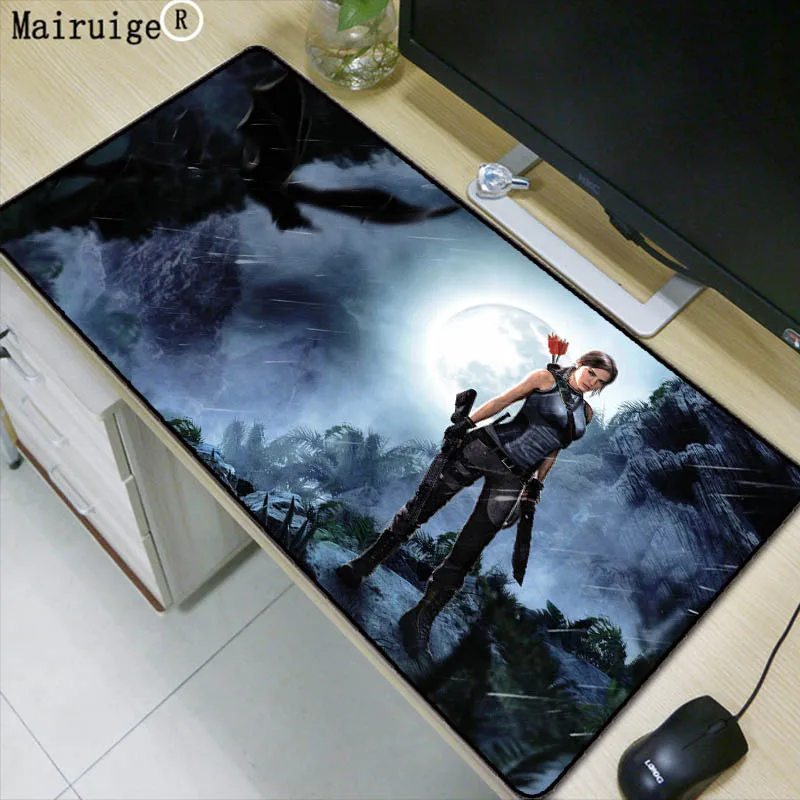 

Mairuige Tomb Raider Lock Edge Mousepad Gamer 900x400MM Gaming Mouse Pad Large Professional Notebook Pc Accessories Laptop Mat