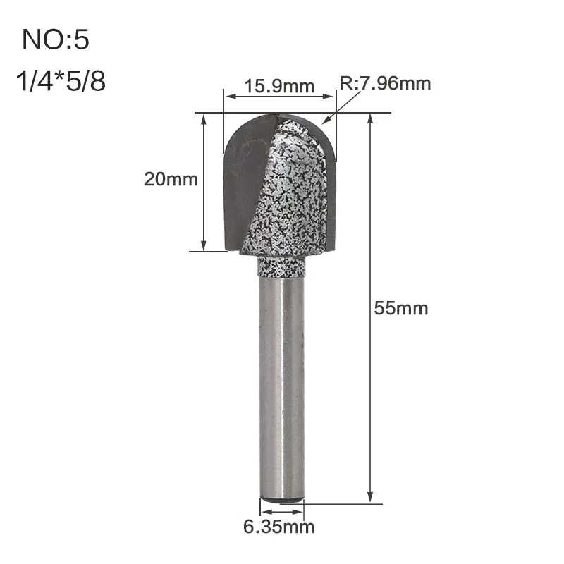 1 шт. 1/" 1/2 Концевая фреза ЧПУ карбидная заканчивающаяся мельницей инструмент длинное лезвие круглый нос бит керновый ящик для вырезания гребней и Пазов-дальней досягаемости - Длина режущей кромки: NO5