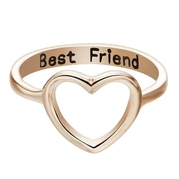 

QIMING Heart Jewelry Opening Best Friends Ring Lover Gifts Minimalist Jewelry for Women Girl Valentine's Gift