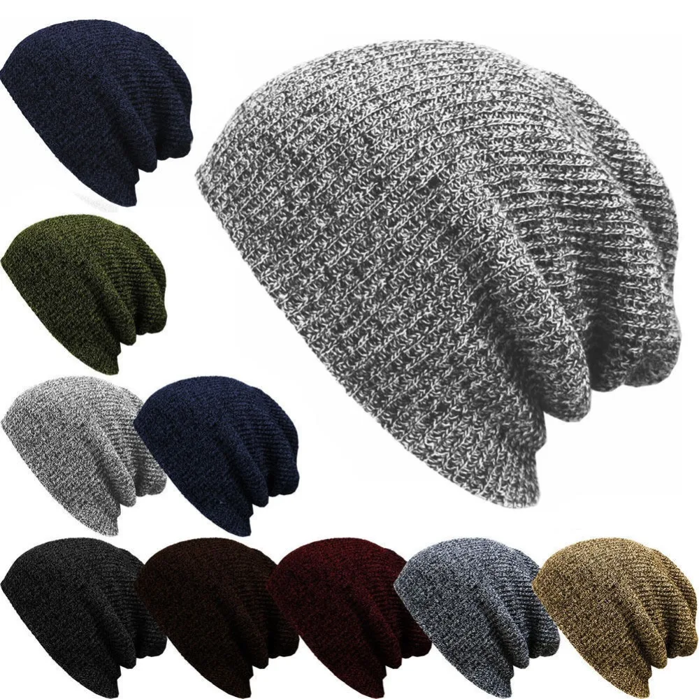 Зимние Шапки для Для мужчин теплая шапочка Для мужчин в стиле хип-хоп Шапки и шапки Для мужчин уличный стиль сплошной цвет Skullies шапочки