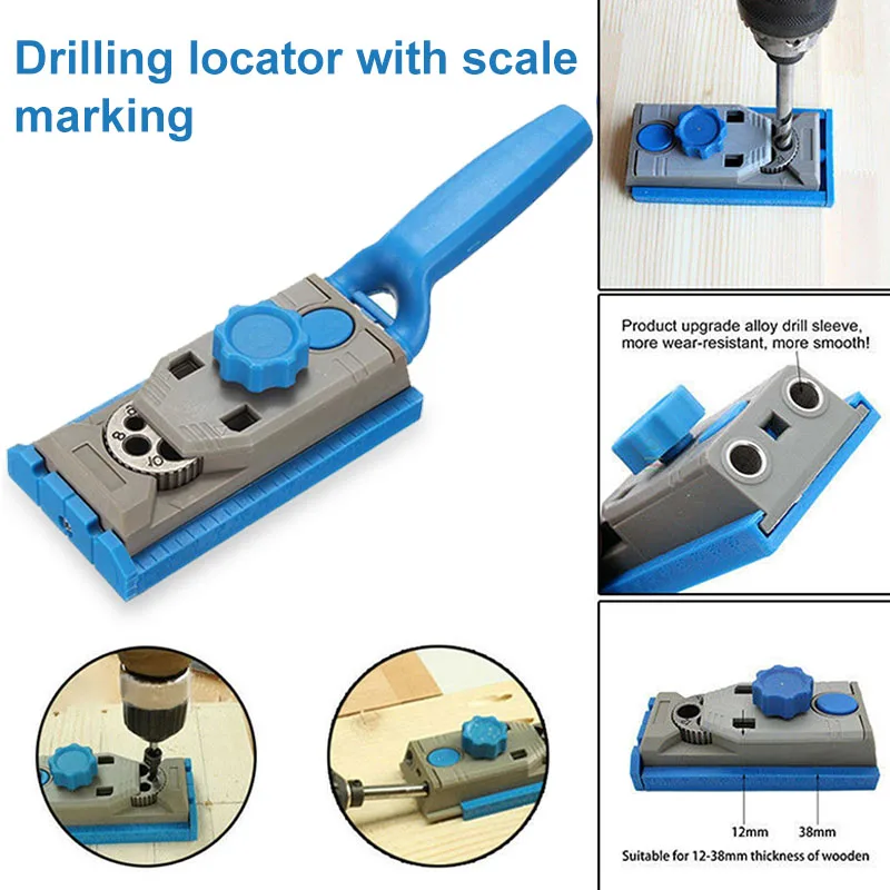 

2-in-1 Hole Drill Round Tenon Locator with Scale Marking Woodworking Joining Tackle ASD88