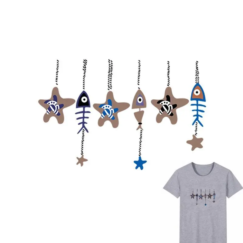 

23x15cm Fashion fish bone Iron On Stickers Washable Appliques A-level Patches Heat Transfer For DIY Accessory Clothing