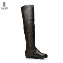 Basic Anywear Women Fashion Leisure Genuine Leather Low-Heeled Zipper Winter Fall Long Boots – 1108-2251M