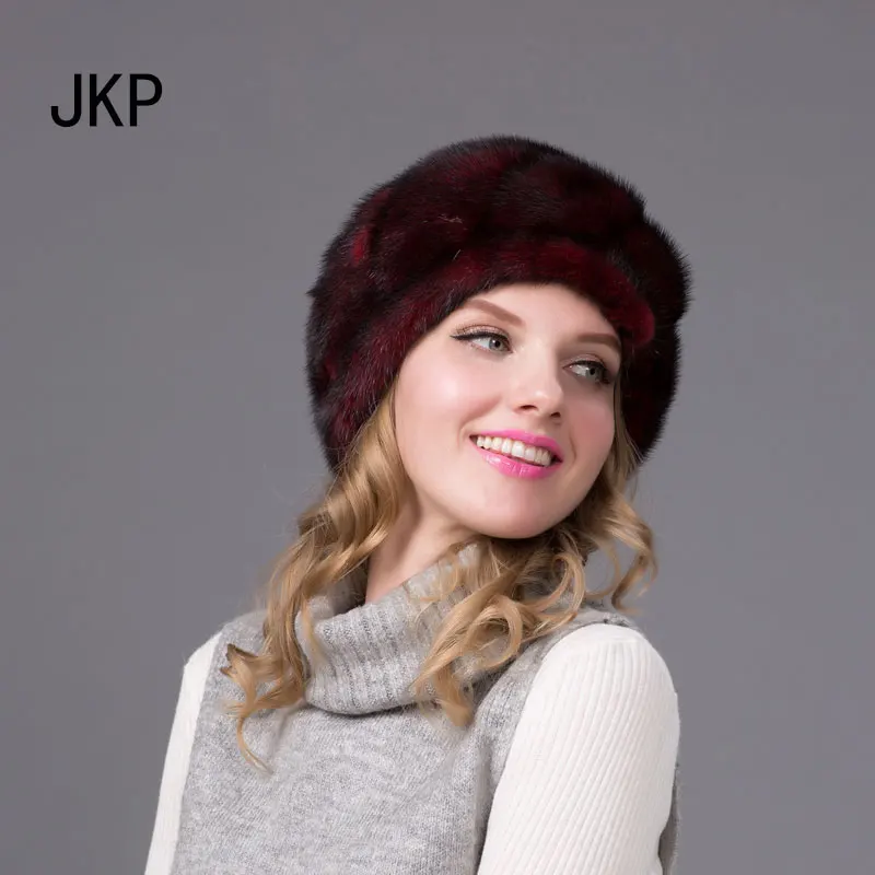 JKP 2018 Горячая новинка норковая меховая шапка русская зимняя для женщин со