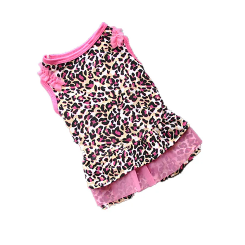 Весенне-летние платья для собак, хлопковое розовое леопардовое платье принцессы, XS-L Одежда для собак для маленьких собак, товары для животных, 40NV27 - Цвет: Розовый