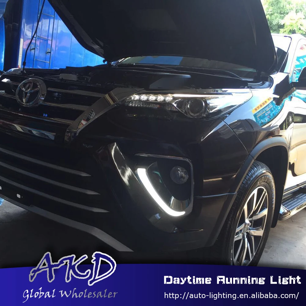 

Car style led daytime running light for Toyota Fortuner 2016-2017 front drl for fortuner fog lamp with yellow turning signal