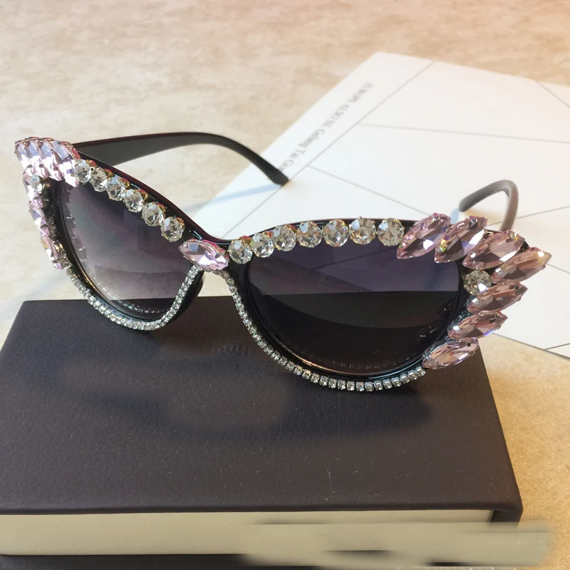 Брендовые дизайнерские женские очки в стиле барокко с кристаллами кошачий глаз, солнцезащитные очки в стиле ретро со стразами, женские солнцезащитные очки для девочек Gafas De Sol