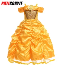 Fancy Belle Costume Birthday Party Wear Cosplay Beauty And The Beast Belle Princess Girls Dress Costume princess mirror belle and prince precious paws