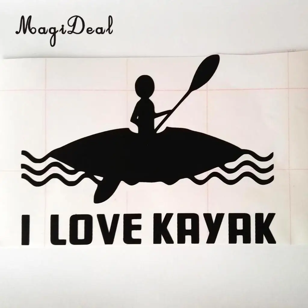 MagiDeal Waterproof 1Pc I LOVE KAYAK Kayak Canoe Stickers for Rowing Boat Funny Decal Cars Window Outdoor Surface Applications