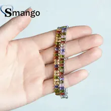 Новое поступление! Браслеты для женщин Модная красочная крапановая закрепка CZ установочный браслет, два цвета покрытия, можно смешивать 5 штук