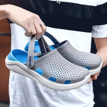 Весенняя Мужская обувь; Мужские Пляжные шлепанцы; прозрачные сандалии из ПВХ для мужчин; Сабо; садовая обувь; мужские шлепанцы