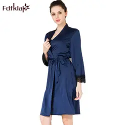 Fdfklak Высокое качество домашняя одежда для Для женщин шелковые пикантные халат женский пижамы халаты из двух частей платья халаты комплект