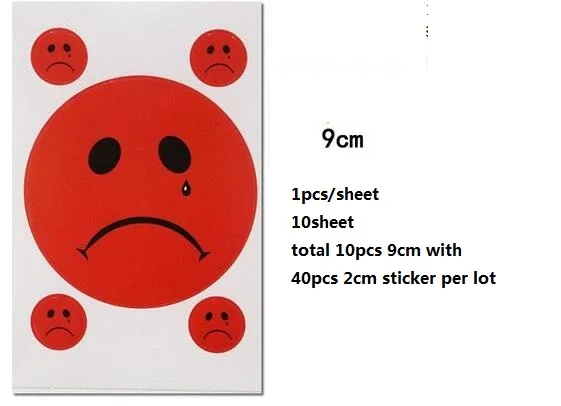 10 листов/Партия 1 см/2 см/3 см/4 см/5 см/9 см классические игрушки Sad сторонний стикер самоклеящаяся этикетка клейкой бумаги для школьного учительницы - Цвет: 9cm Red